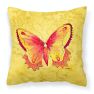 14 in x 14 in Outdoor Throw PillowButterfly on Yellow Fabric Decorative Pillow