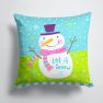 14 in x 14 in Outdoor Throw PillowChristmas Snowman Let it Snow Fabric Decorative Pillow