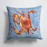 14 in x 14 in Outdoor Throw PillowCooked Crab Cool Blue Water Fabric Decorative Pillow