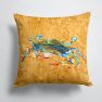 14 in x 14 in Outdoor Throw PillowCrab Blowing Bubbles Fabric Decorative Pillow