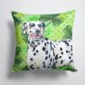 14 in x 14 in Outdoor Throw PillowDalmatian St Patrick's Fabric Decorative Pillow