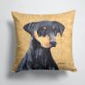 14 in x 14 in Outdoor Throw PillowDoberman Wipe your Paws Fabric Decorative Pillow