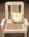 14 in x 14 in Outdoor Throw PillowEaster Eggs Great Pyrenese Fabric Decorative Pillow