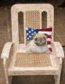 14 in x 14 in Outdoor Throw PillowFawn Pug Patriotic Fabric Decorative Pillow