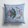14 in x 14 in Outdoor Throw PillowFemale Blue Crab Cool Blue Water Fabric Decorative Pillow