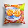 14 in x 14 in Outdoor Throw PillowFlorida Oranges Sliced for breakfast Fabric Decorative Pillow