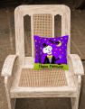 14 in x 14 in Outdoor Throw PillowHappy Halloween Skeleton Fabric Decorative Pillow