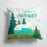 14 in x 14 in Outdoor Throw PillowLet's Adventure Glamping Trailer Fabric Decorative Pillow