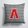 14 in x 14 in Outdoor Throw PillowLetter A Monogram - Houndstooth Black Fabric Decorative Pillow
