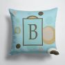 14 in x 14 in Outdoor Throw PillowLetter B Initial Monogram - Blue Dots Fabric Decorative Pillow