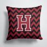 14 in x 14 in Outdoor Throw PillowLetter H Chevron Garnet and Black  Fabric Decorative Pillow
