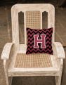 14 in x 14 in Outdoor Throw PillowLetter H Chevron Garnet and Black  Fabric Decorative Pillow
