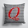 14 in x 14 in Outdoor Throw PillowLetter Q Initial Monogram - Houndstooth Black Fabric Decorative Pillow