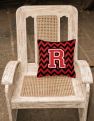 14 in x 14 in Outdoor Throw PillowLetter R Chevron Black and Red   Fabric Decorative Pillow