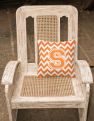 14 in x 14 in Outdoor Throw PillowLetter S Chevron Orange and White Fabric Decorative Pillow