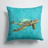 14 in x 14 in Outdoor Throw PillowLoggerhead Turtle Fabric Decorative Pillow