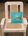 14 in x 14 in Outdoor Throw PillowLoggerhead Turtle Fabric Decorative Pillow