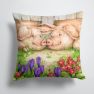 14 in x 14 in Outdoor Throw PillowPigs Nose To Nose by Debbie Cook Fabric Decorative Pillow