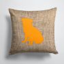 14 in x 14 in Outdoor Throw PillowPug Burlap and Orange BB1084 Fabric Decorative Pillow