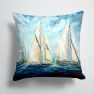 14 in x 14 in Outdoor Throw PillowSailboats Last Mile Fabric Decorative Pillow