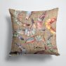 14 in x 14 in Outdoor Throw PillowShrimp  on Faux Burlap Fabric Decorative Pillow