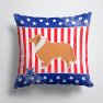 14 in x 14 in Outdoor Throw PillowUSA Patriotic Collie Fabric Decorative Pillow