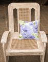 14 in x 14 in Outdoor Throw PillowWatercolor Blue Flowers Fabric Decorative Pillow