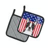 American Flag and Boston Terrier Pair of Pot Holders