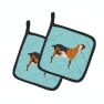 Anglo-nubian Nubian Goat Blue Check Pair of Pot Holders