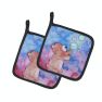 Bear and Bubbles Watercolor Pair of Pot Holders