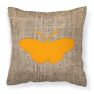 Butterfly Burlap and Orange BB1043 Fabric Decorative Pillow
