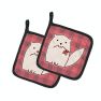 Cat Pink Plad Pair of Pot Holders