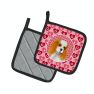 Cavalier Spaniel Hearts Love and Valentine's Day Portrait Pair of Pot Holders