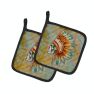 Day of the Dead Indian Skull  Pair of Pot Holders - Default Title