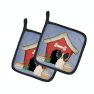 Dog House Collection Papillon Black White Pair of Pot Holders