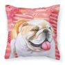 English Bulldog Love Fabric Decorative Pillow