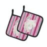 Kitten Cat Pink and Gray Pair of Pot Holders