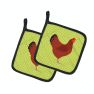New Hampshire Red Chicken Green Pair of Pot Holders
