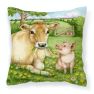 Pigs and Cow Good Friends Fabric Decorative Pillow
