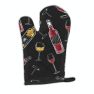 Red and White Wine on Black Oven Mitt