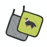 Sheltie/Shetland Sheepdog Checkerboard Green Pair of Pot Holders