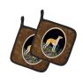 Starry Night Whippet Pair of Pot Holders