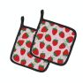 Strawberries on Pink Pair of Pot Holders