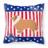 USA Patriotic Collie Fabric Decorative Pillow