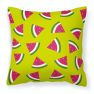Watermelon on Lime Green Fabric Decorative Pillow