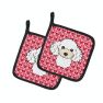 White Poodle Pair of Pot Holders