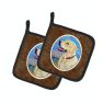 Yellow Labrador at the Beach  Pair of Pot Holders