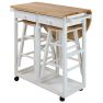Breakfast Cart With Drop-Leaf Table - White