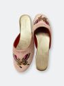 Embroidered butterfly in dusty pink velvet mules slippers