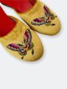Embroidered butterfly in gold velvet mules slippers